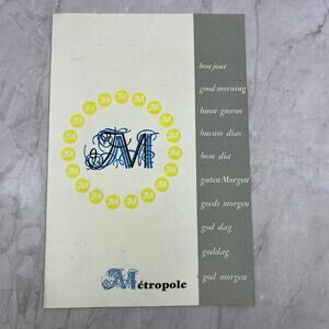 Vintage Hotel Metropole Brussels Belgium Continental Breakfast Menu TH2-Y1
